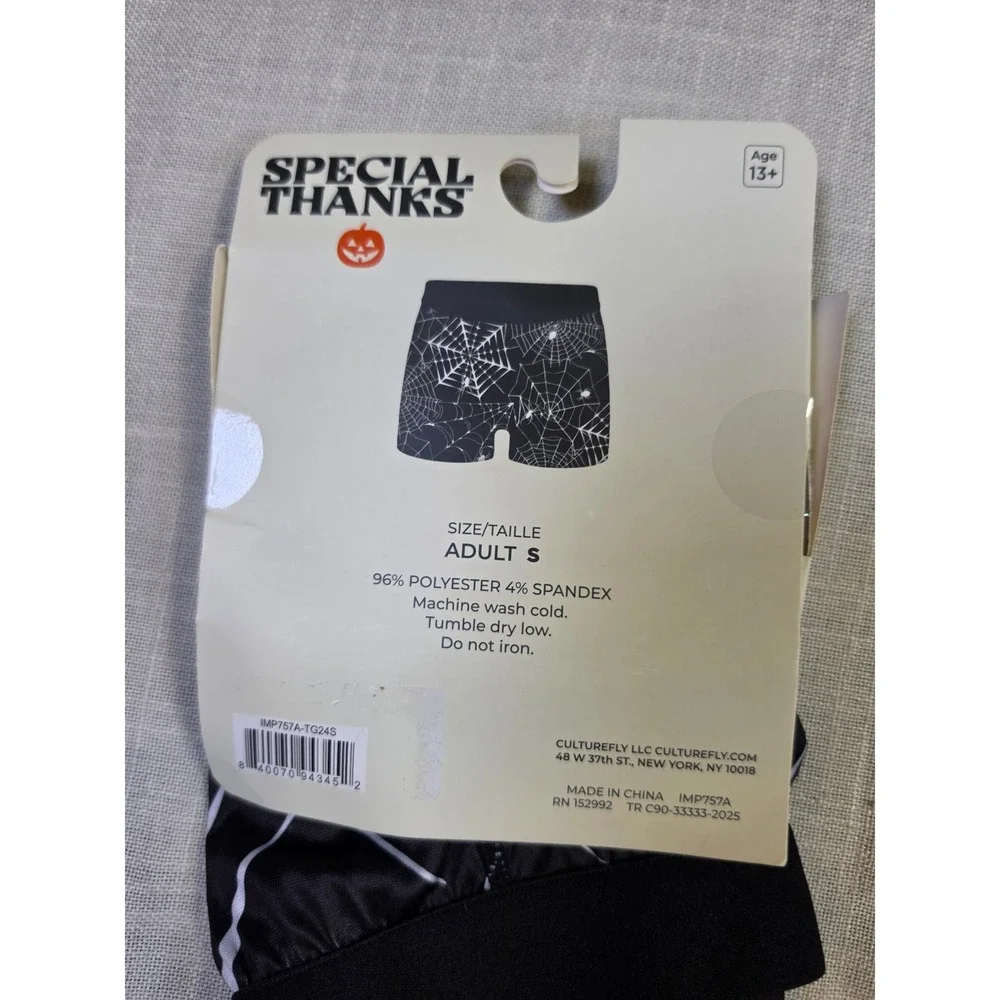 Special Thanks CultureFly Halloween Spider Web Boxer Shorts Black White Adult S